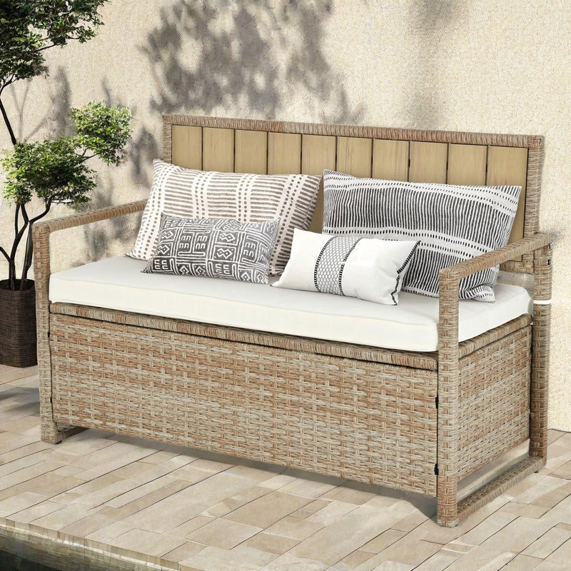 Outdoor pillow storage bench hotsell